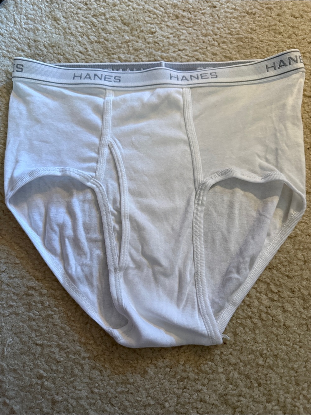 Hanes White Cotton Men's Briefs with Branded Waistband